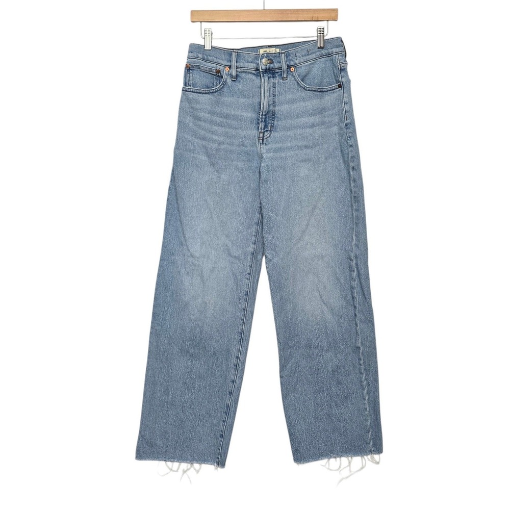 Madewell The Perfect Vintage Wide-Leg Crop Jean Light Wash 29T High Rise Raw Hem